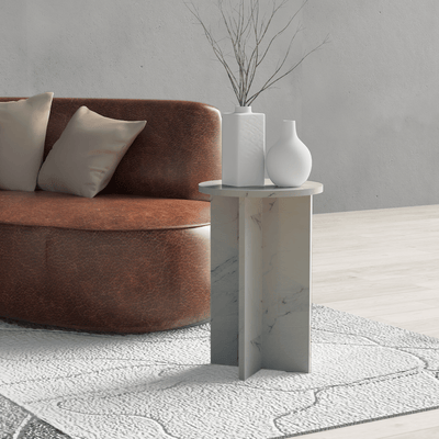 Kendall MARBLE SIDE TABLE White - Al Rugaib Furniture