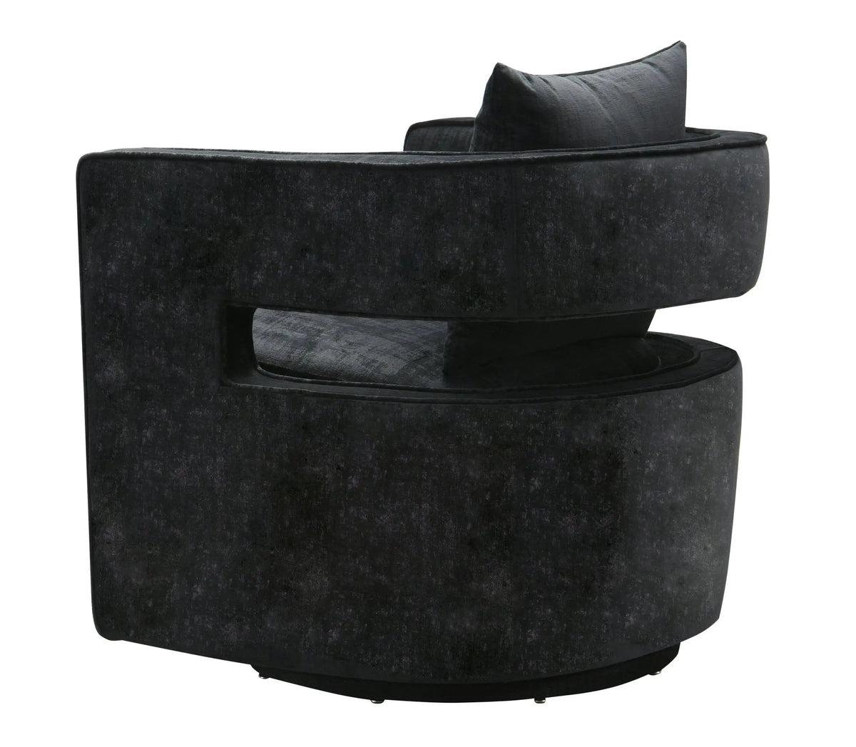 Kennedy Black Textured Velvet Swivel Chair Chairs| TOV