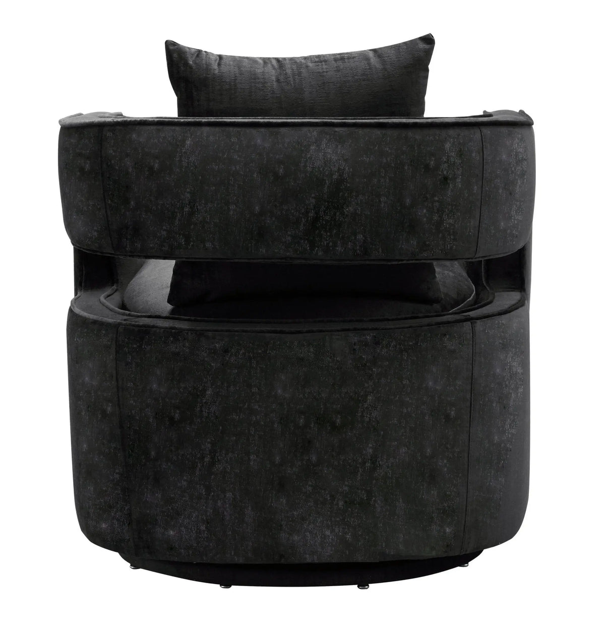 Kennedy Black Textured Velvet Swivel Chair Chairs| TOV