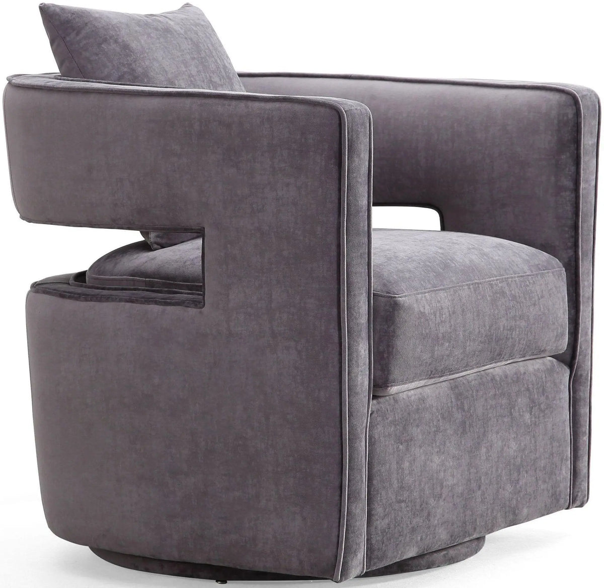 Kennedy Grey Textured Velvet Swivel Chair Chairs| TOV