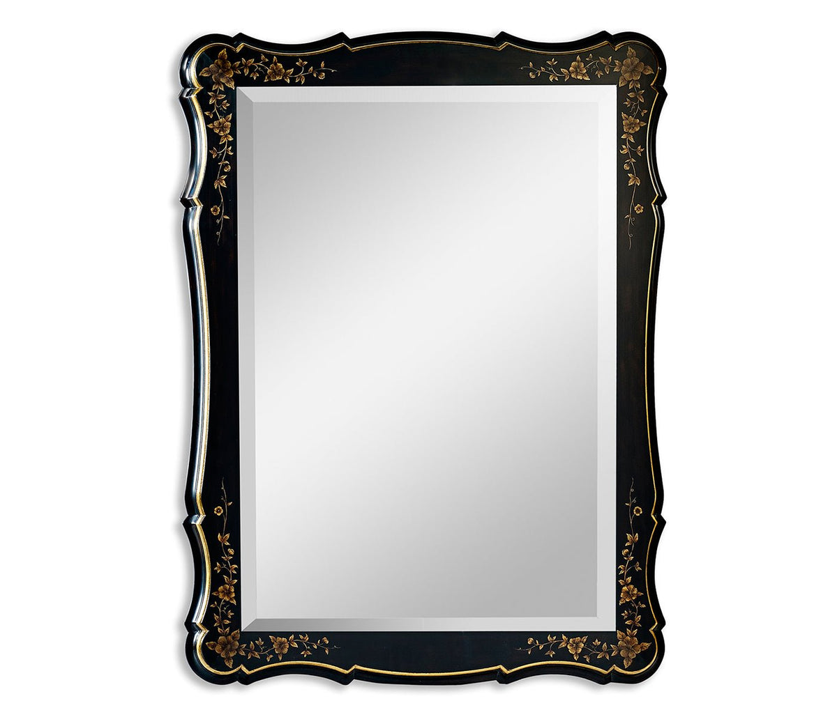 Kensington Collection - Black & gilded floral rectangular mirror Mirrors| Jonathan Charles