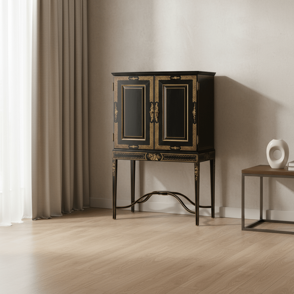 Kensington Collection - Formal Black & Gold Drinks Cabinet Servers| Jonathan Charles