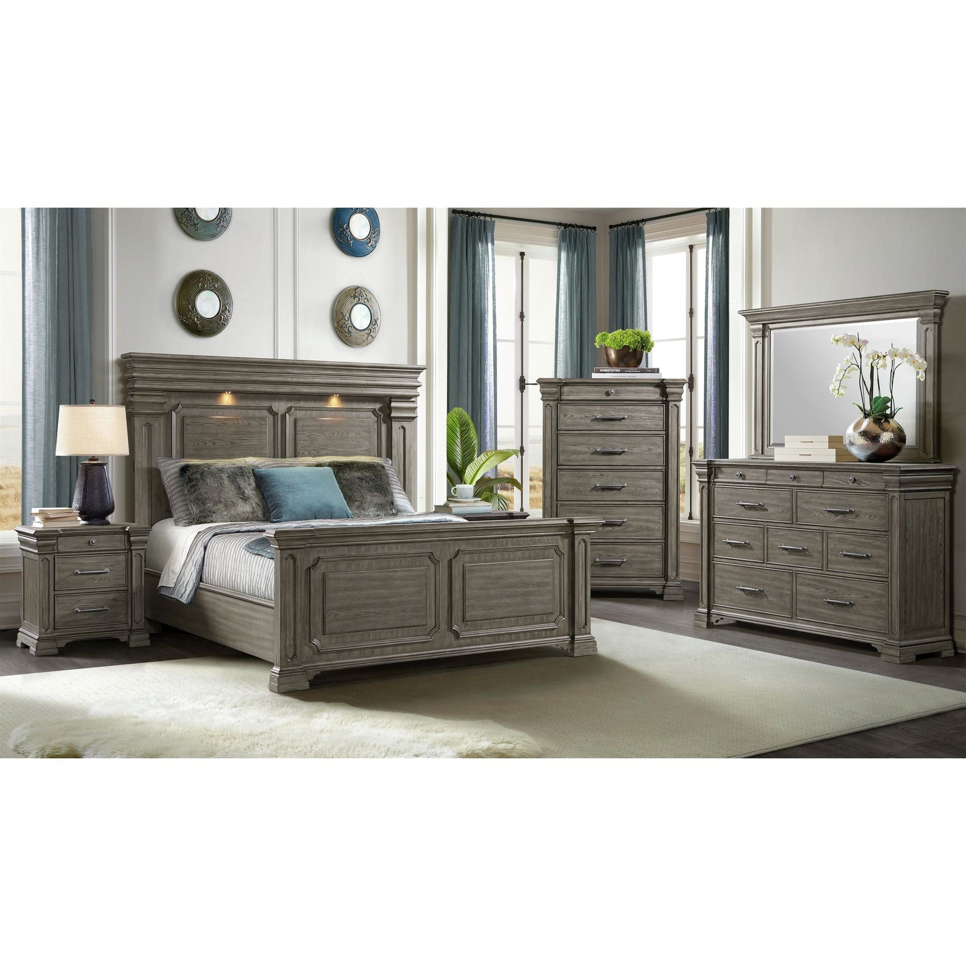 Kings Court 10-Drawer Dresser in Grey Dressers| ROOTS FURNITURE