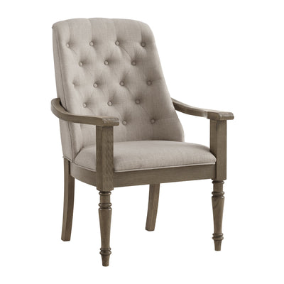 Kings Court Dining Arm Chair with Taupe Fabric in Grey - Al Rugaib Furniture