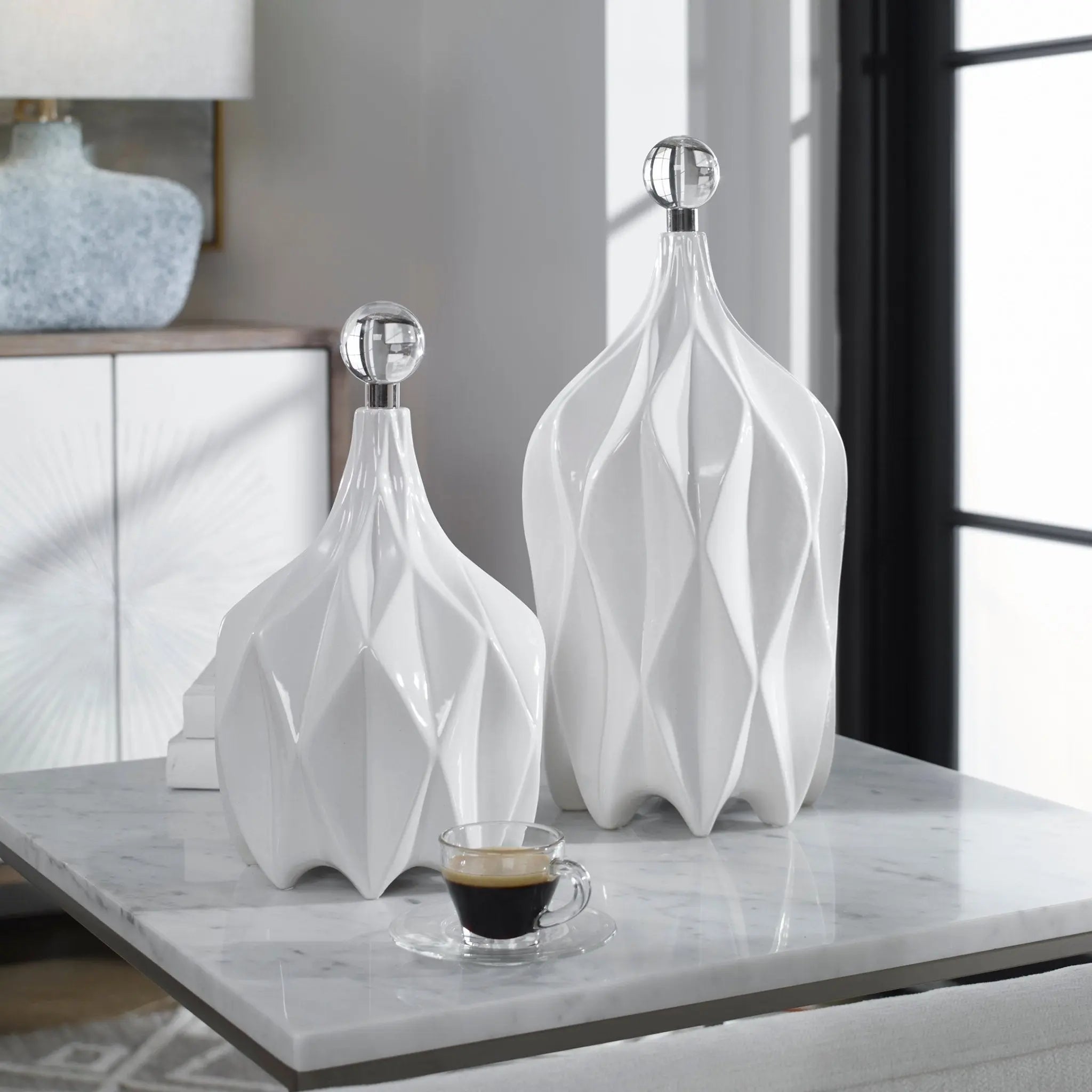 Klara White Bottles, S/2 Vases and Jars| Uttermost