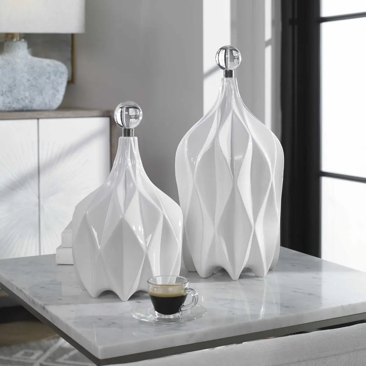 Klara White Bottles, S/2 Vases and Jars| Uttermost