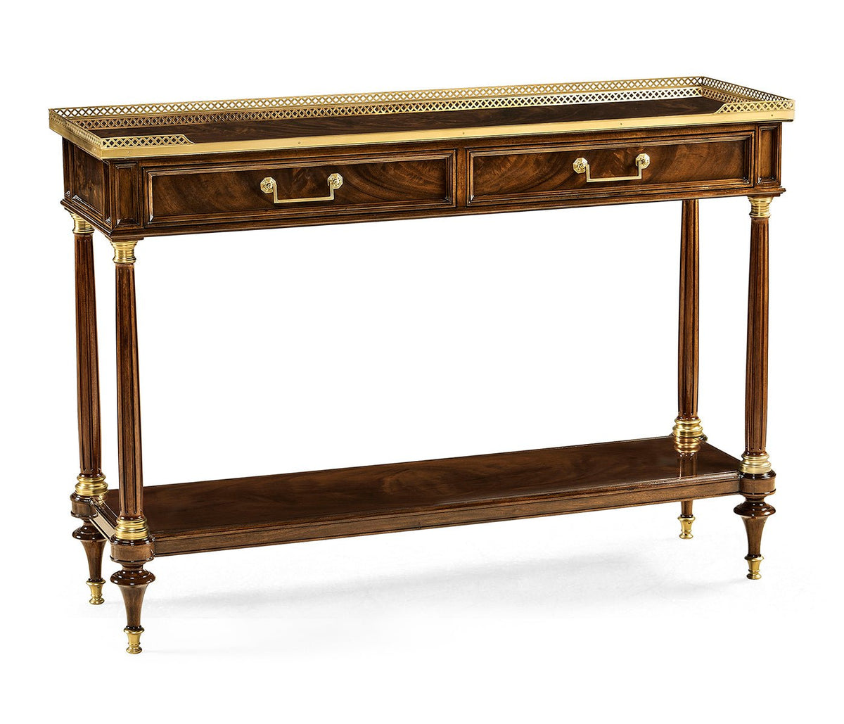 Knightsbridge Collection - French style Mahogany console with brass gallery Consoles & Sideboards| Jonathan Charles
