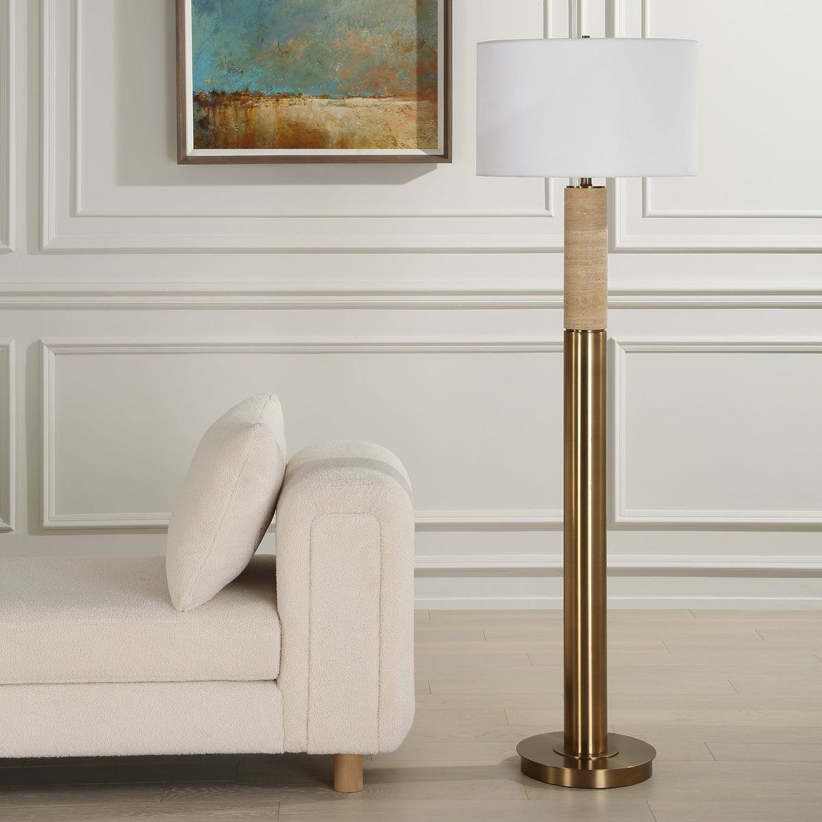 Knox Travertine Floor Lamp Floor lamps| Uttermost