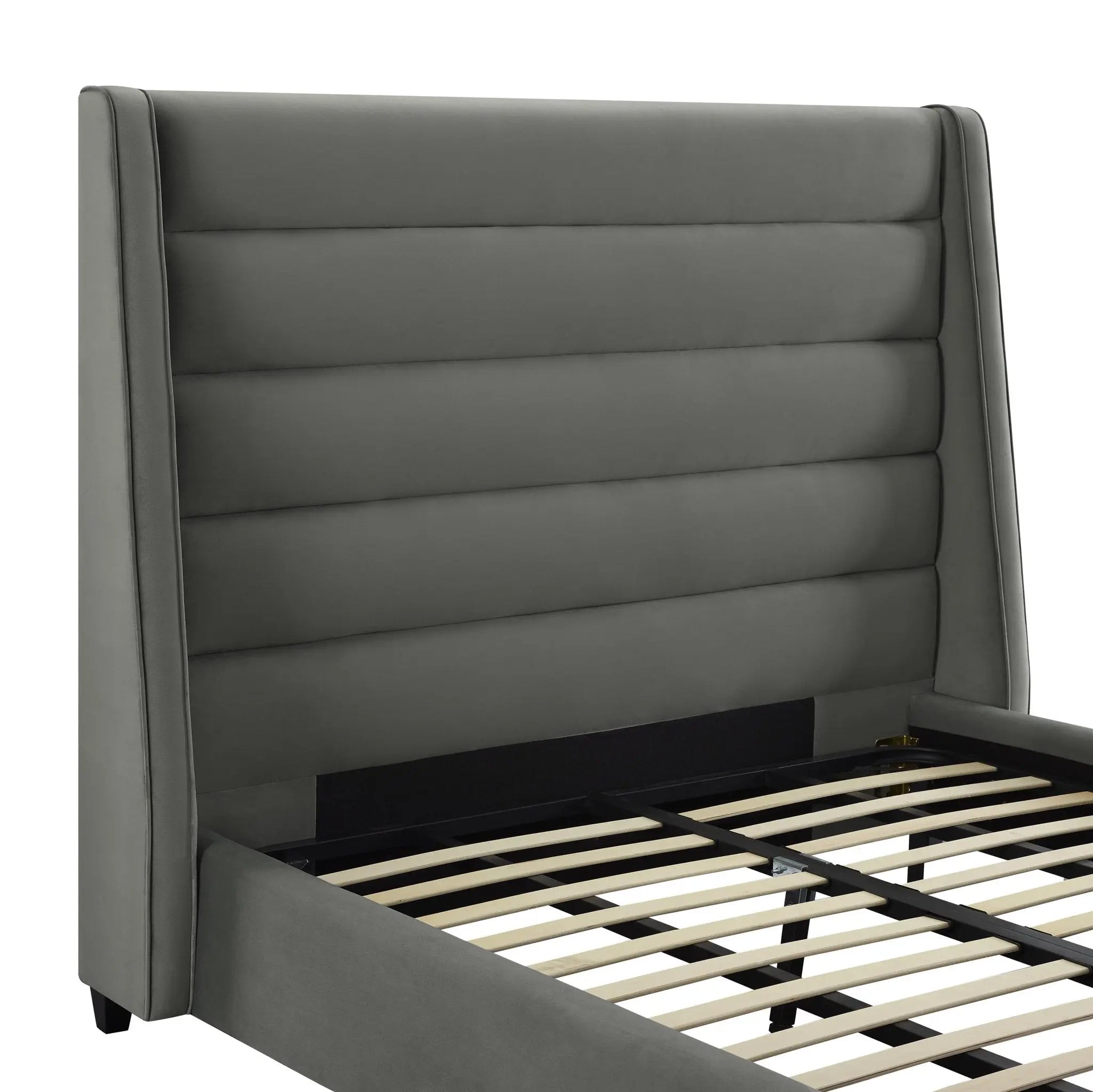 Koah Grey Velvet Bed in King Beds| TOV