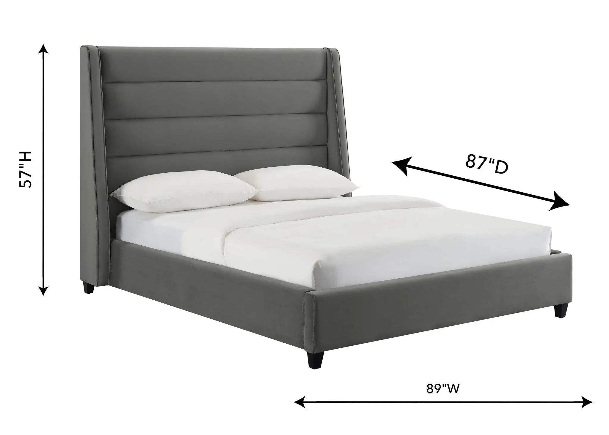 Koah Grey Velvet Bed in King Beds| TOV