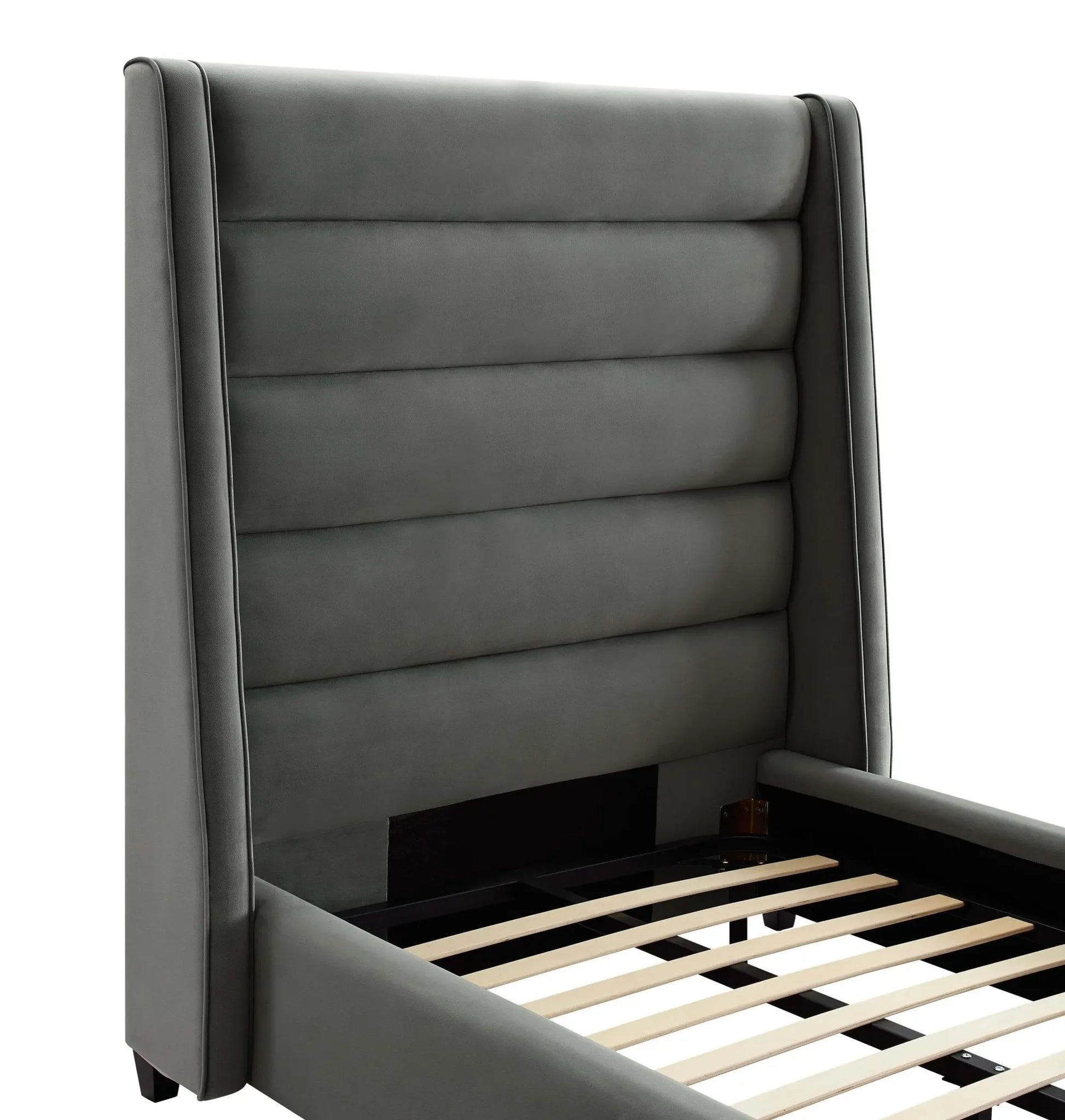 Koah Grey Velvet Bed in Twin Beds| TOV