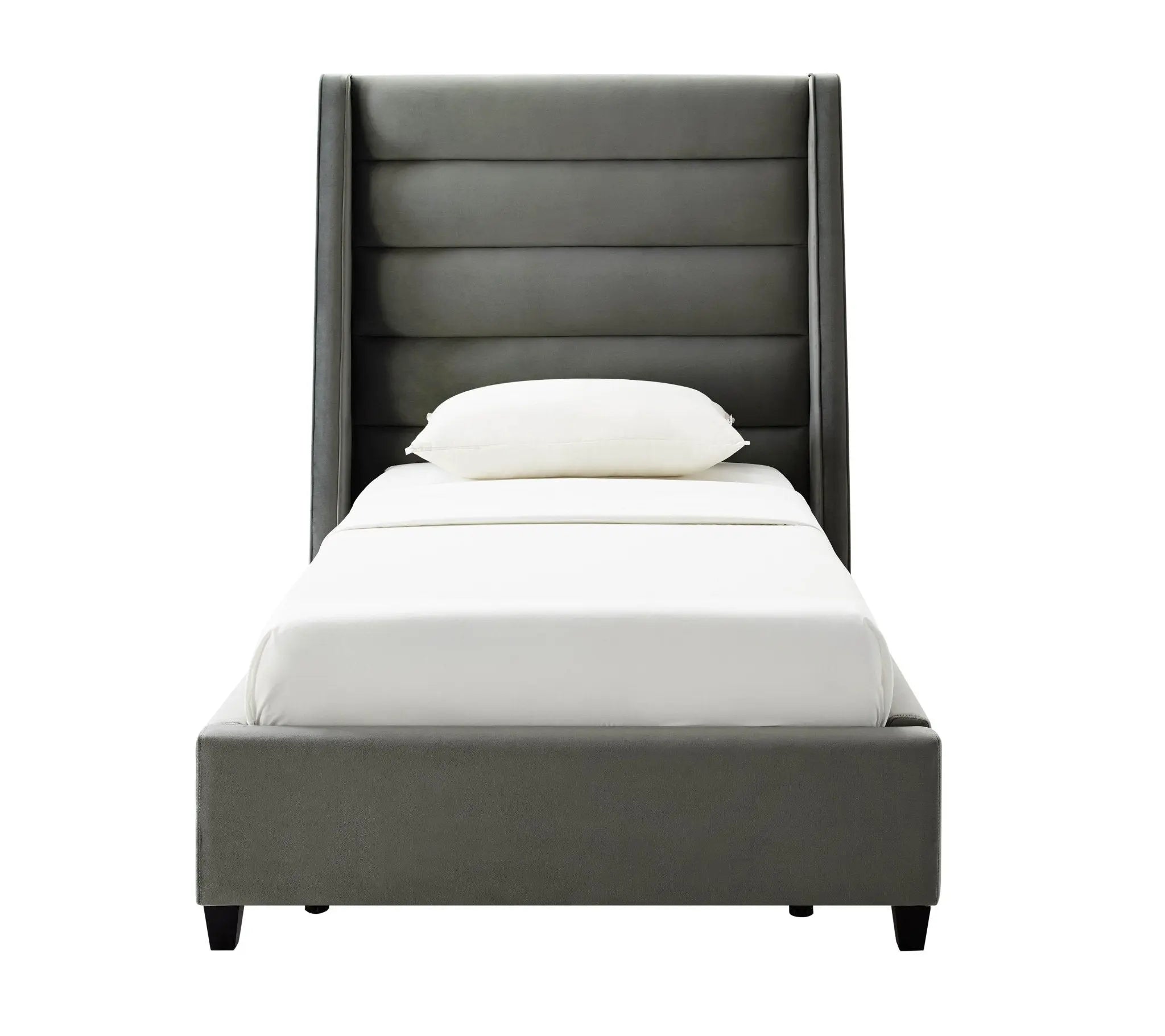 Koah Grey Velvet Bed in Twin Beds| TOV