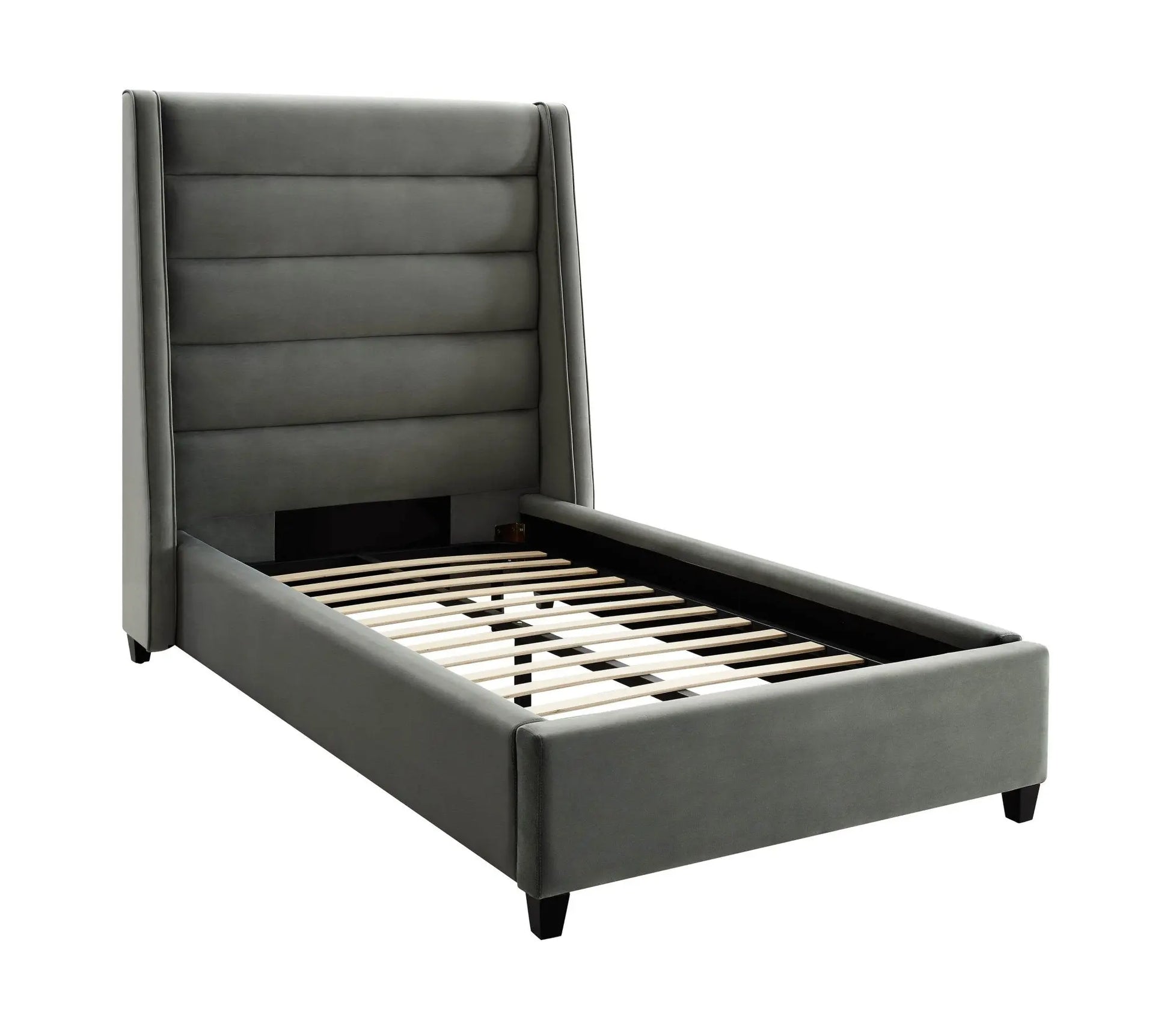 Koah Grey Velvet Bed in Twin Beds| TOV