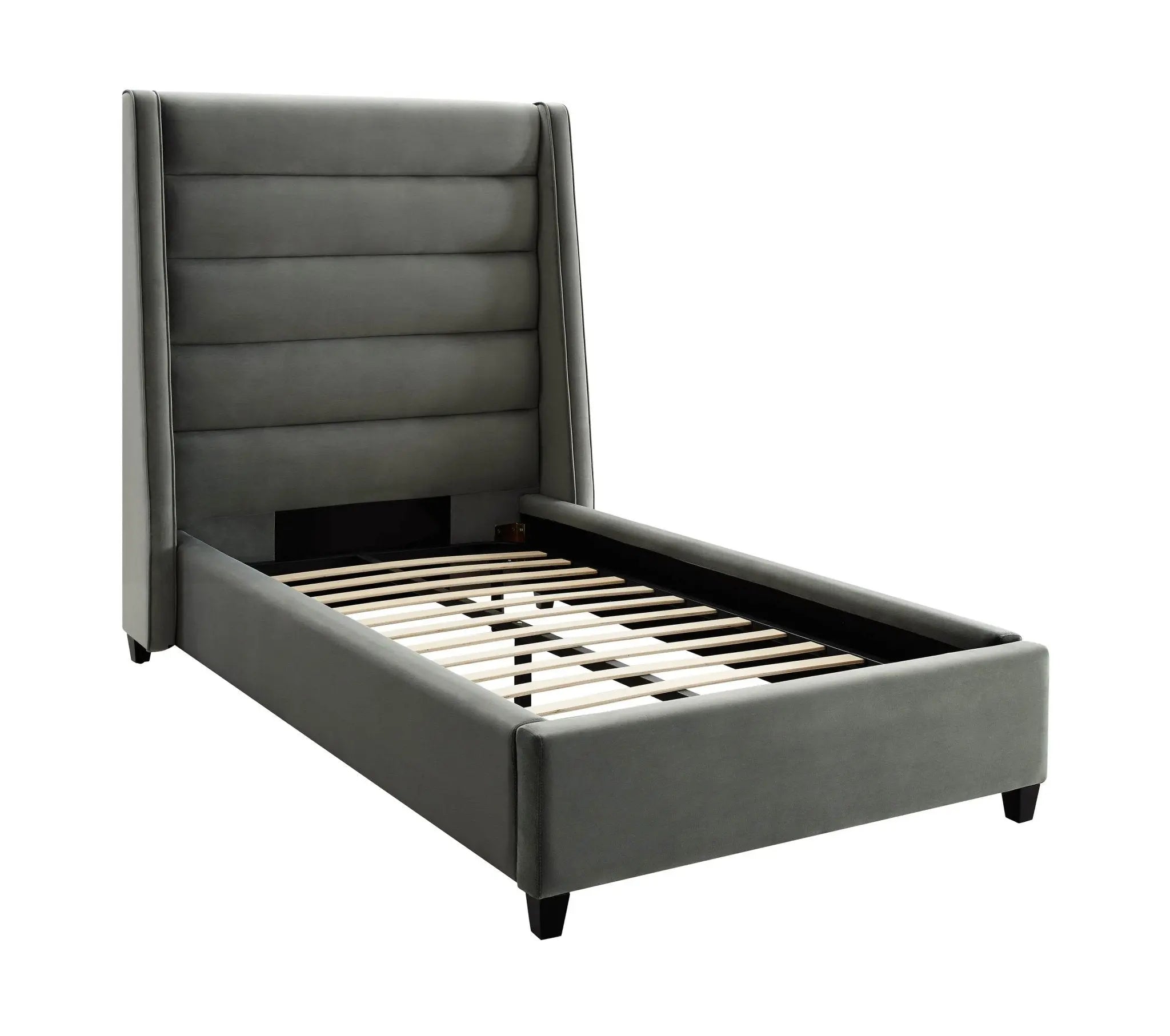 Koah Grey Velvet Bed in Twin Beds| TOV