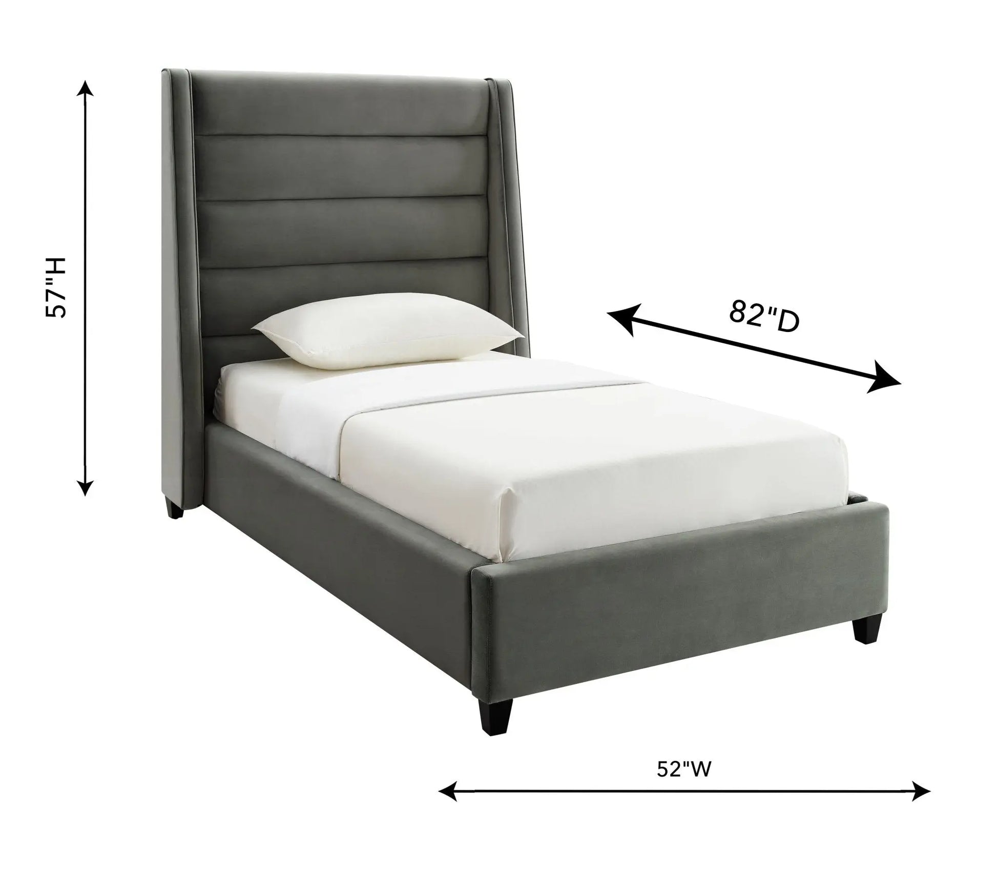 Koah Grey Velvet Bed in Twin Beds| TOV