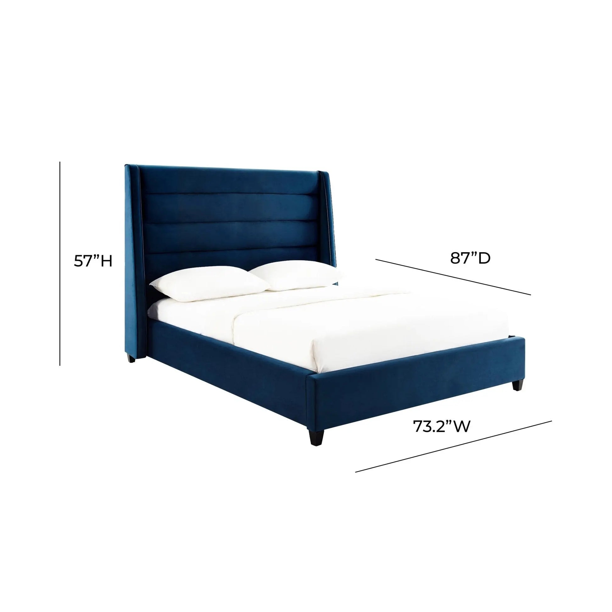 Koah Navy Velvet Bed in Queen Beds| TOV