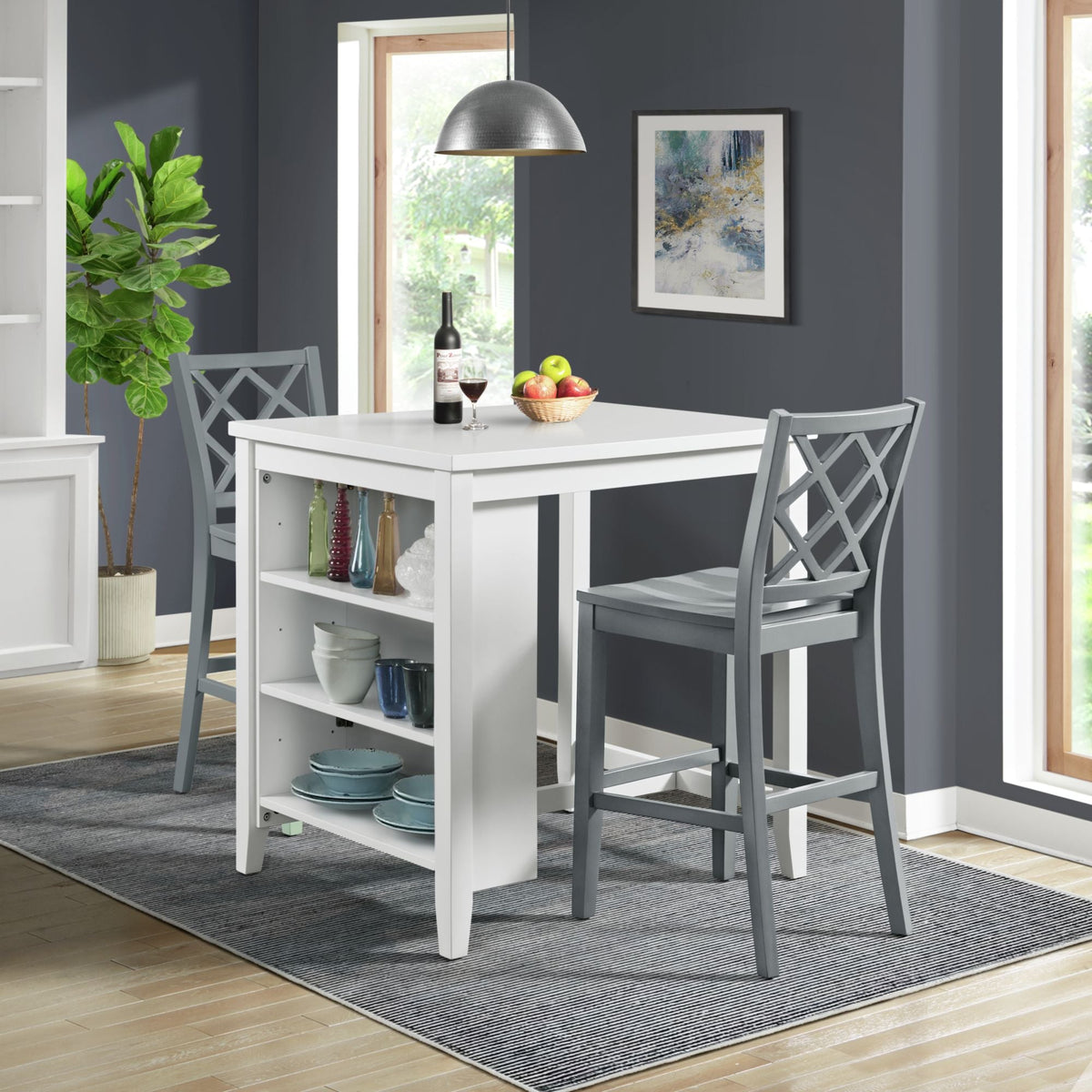 Kona Lattice Back Counter Side Chair in Grey (2 Per Carton) Dining Chairs| ROOTS FURNITURE