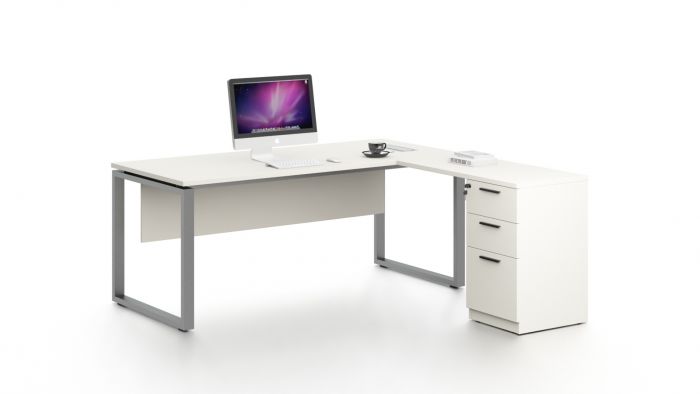 L-Shape office desk with three drawer unit side return Office Desks| Al Rugaib Furniture