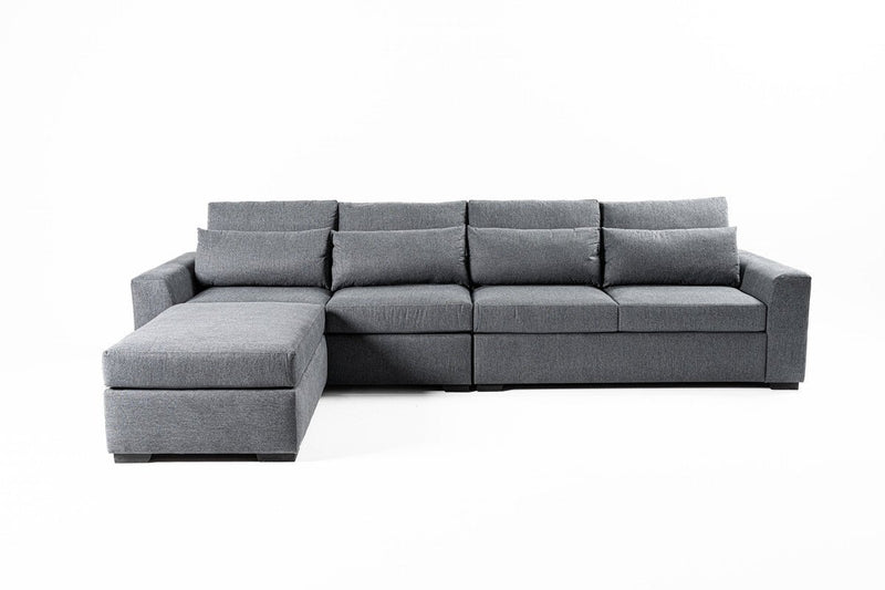 L - Shape Sofas - Linen and Swedish Wood - 80x160x90x300 cm - By Alhome - Al Rugaib Furniture