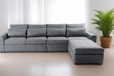 L - Shape Sofas - Linen and Swedish Wood - 80x160x90x300 cm - By Alhome - Al Rugaib Furniture