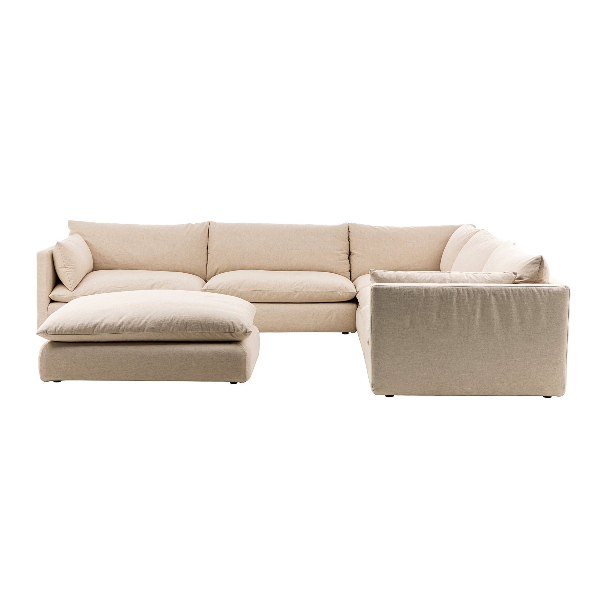 La Jolia Natural Linen Armless Chair Sectionals| Roots Furniture