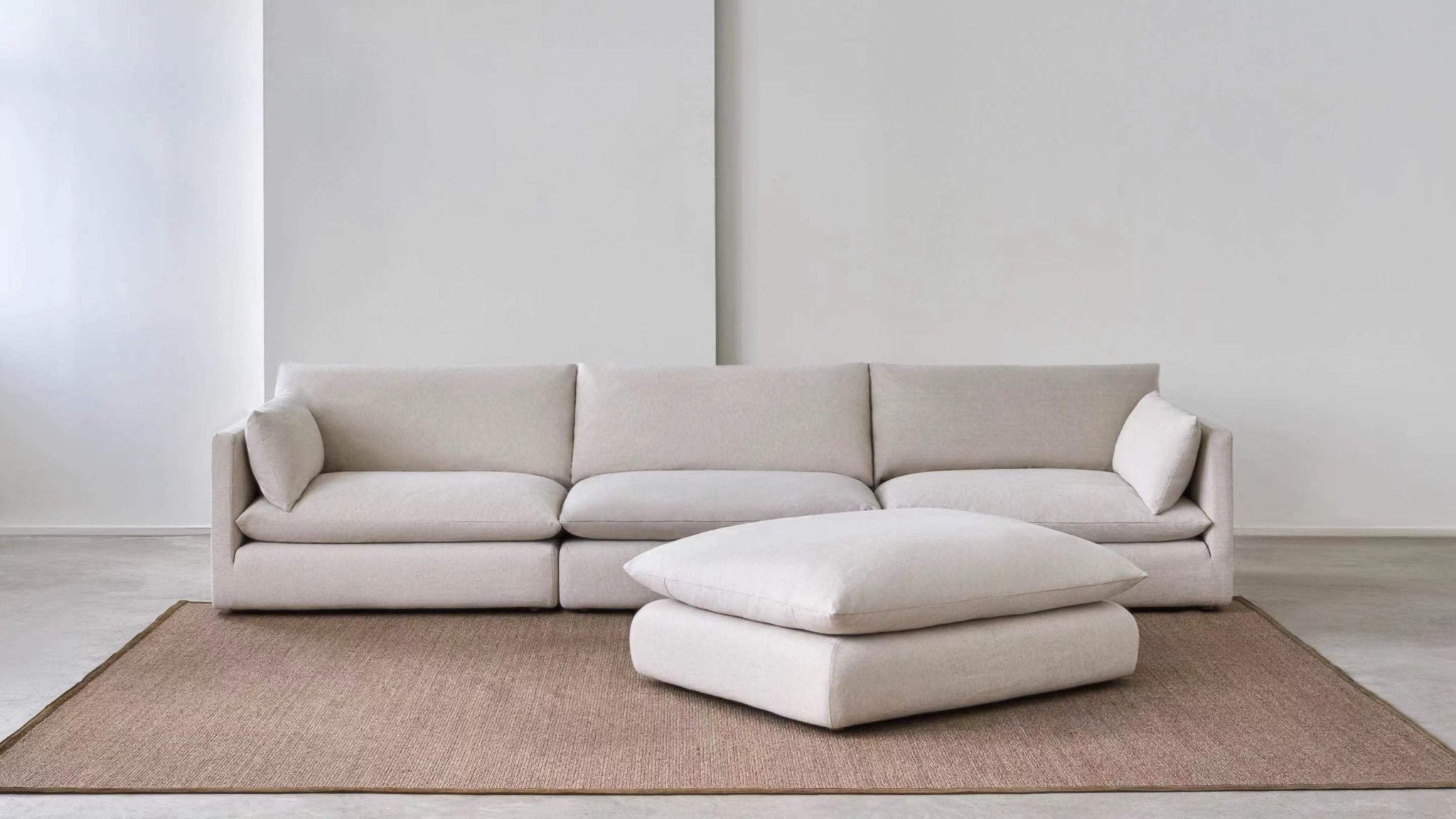 La Jolia Natural Linen Armless Chair Sectionals| Roots Furniture