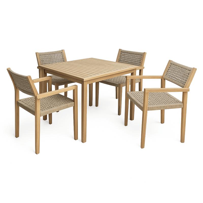 Laguna 5-Piece Wooden Outdoor Dining Set – Table and Four Chairs with Natural Elegant Design Outdoor Set| Otath