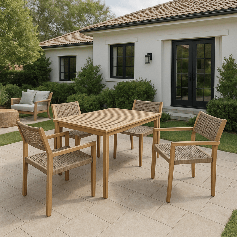 Laguna 5-Piece Wooden Outdoor Dining Set – Table and Four Chairs with Natural Elegant Design Outdoor Set| Otath