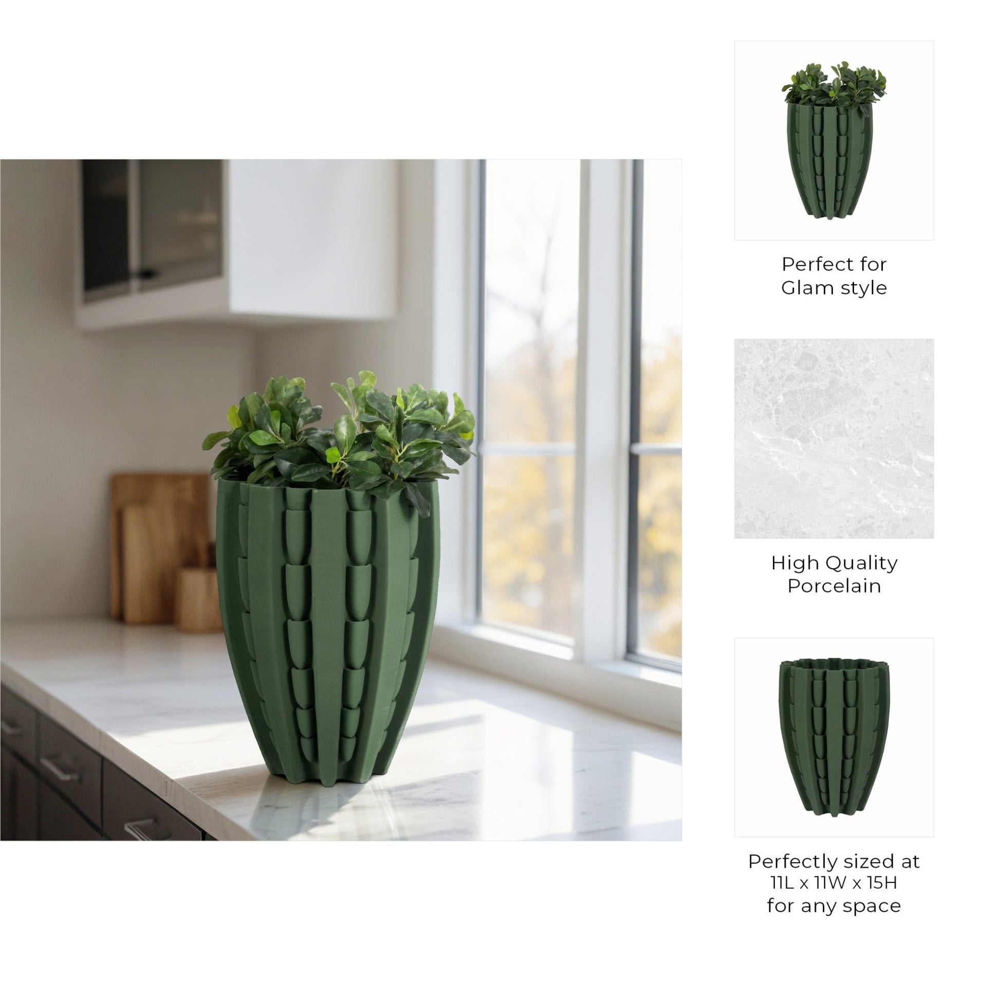 LAKELAND 3D PRINTED VASE, GREEN Vases and Jars| Sagebrook Home