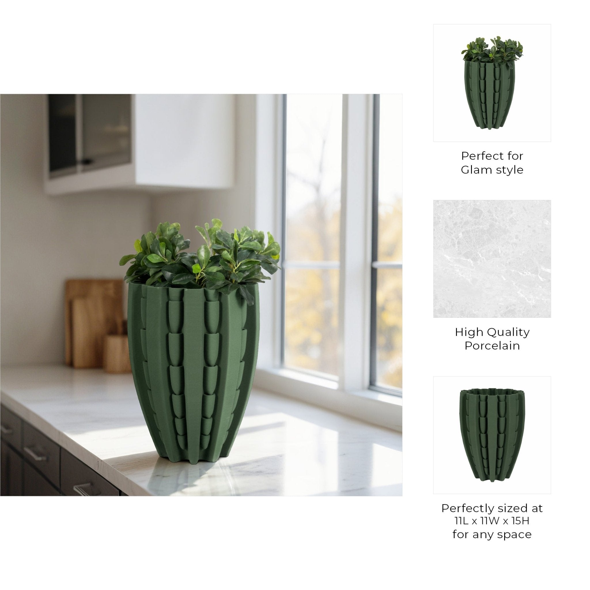 LAKELAND 3D PRINTED VASE, GREEN Vases and Jars| Sagebrook Home