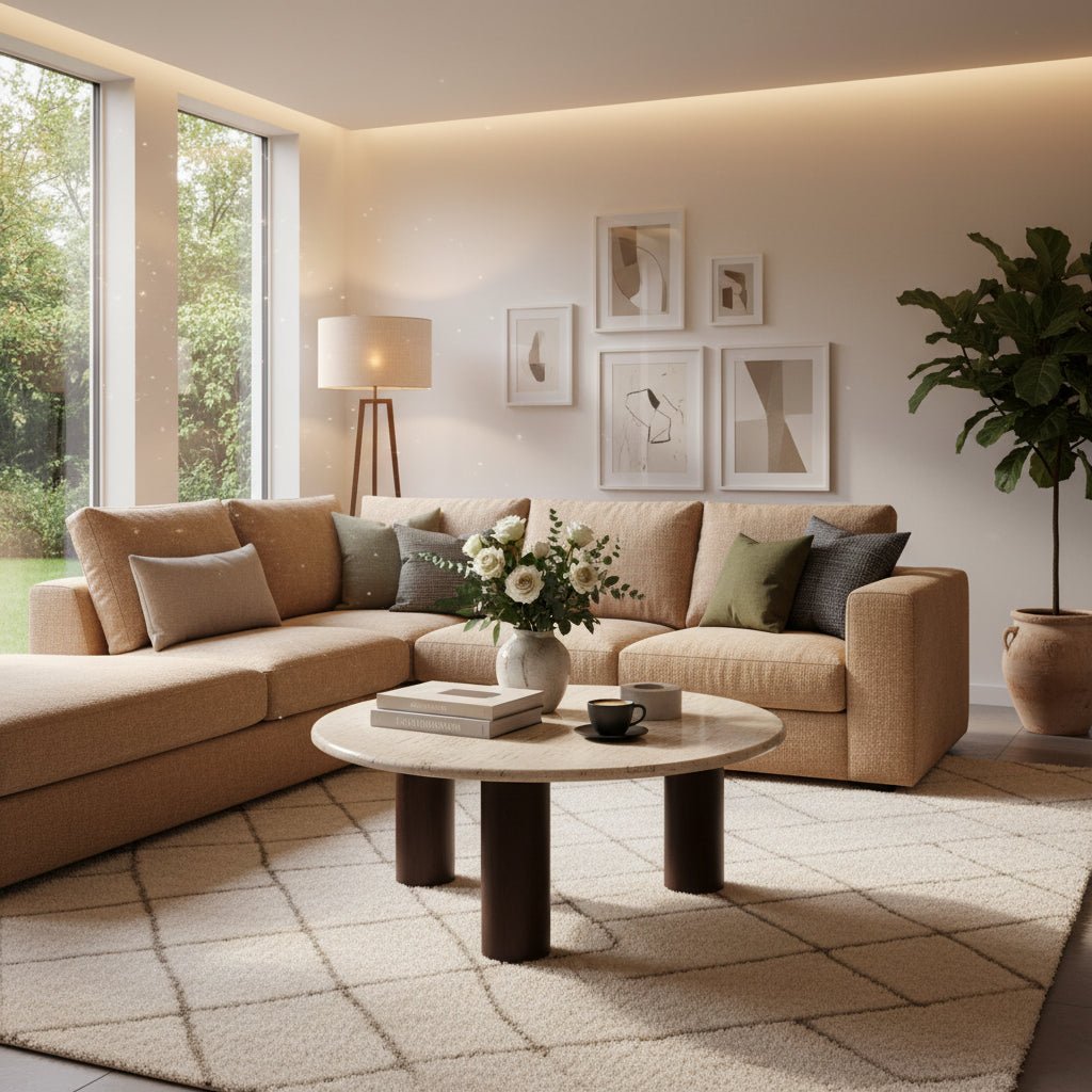 Landon Coffee Table Beige Travertine Table Sets| Moe's Home