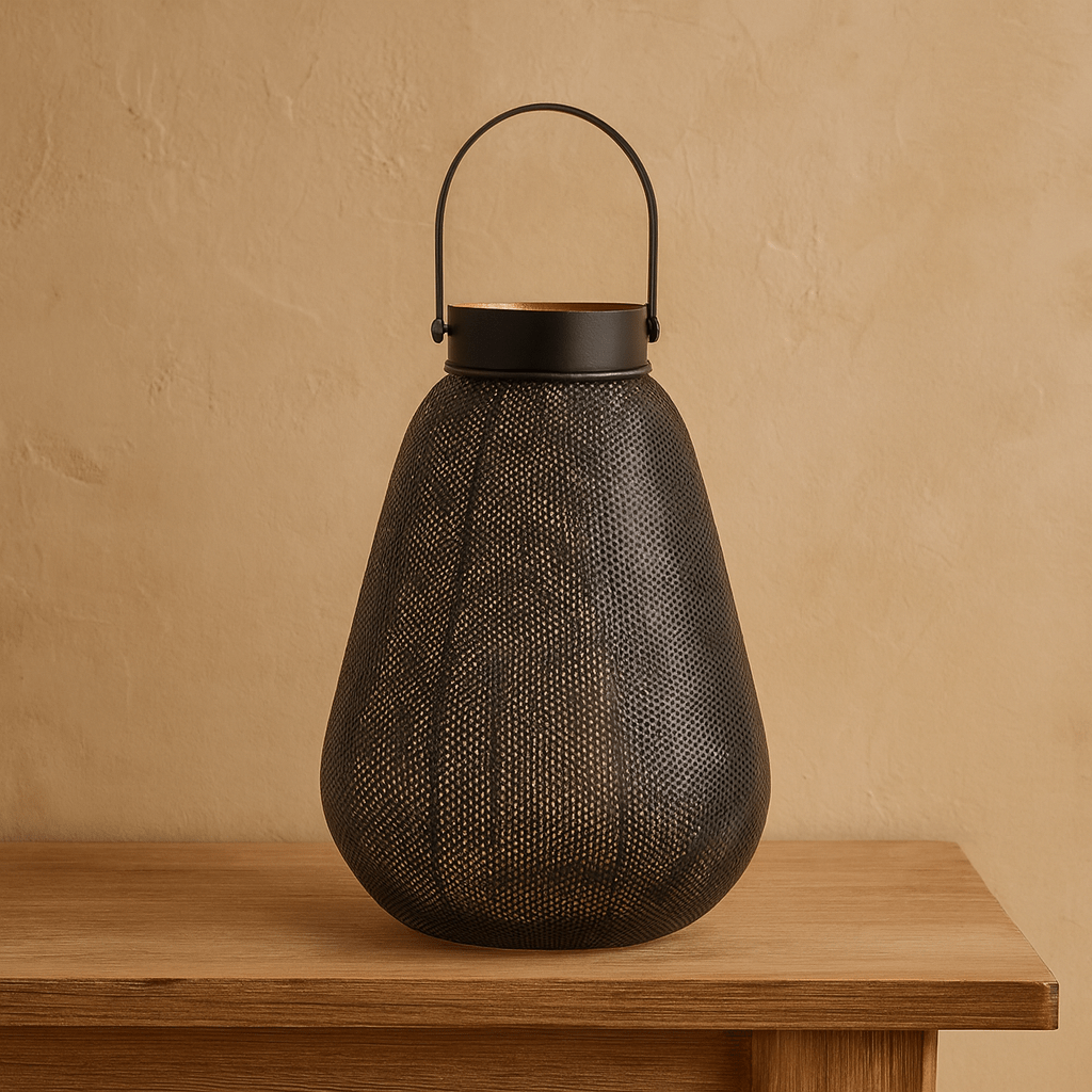 LANTERN BAMBOO BLACK DIA 27.5 CM X H: 30.5 CM Lanterns| Alrugaib Furniture X Nice