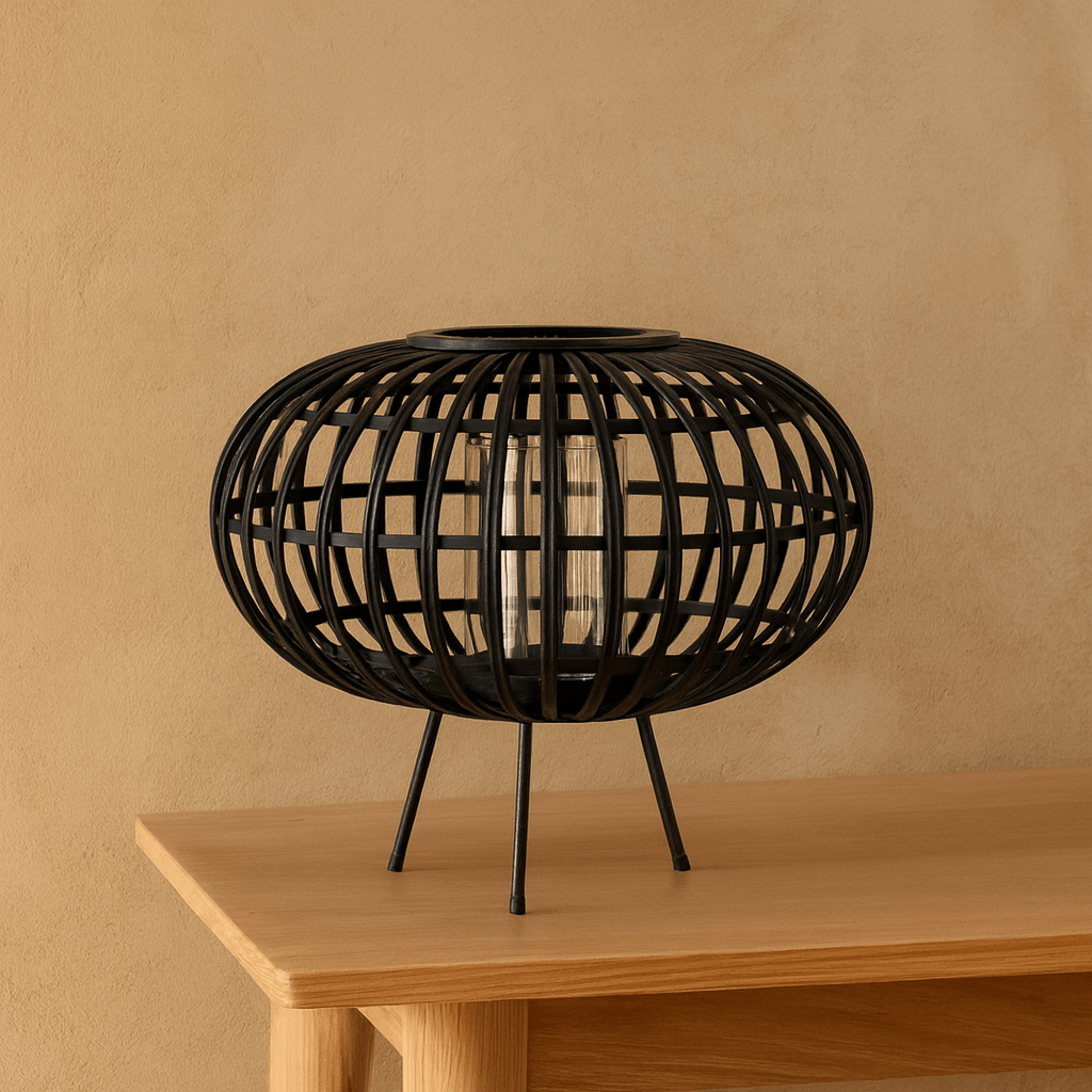 LANTERN BAMBOO IRON  DIA 40 CM X H: 36.5 CM Lanterns| Alrugaib Furniture X Nice