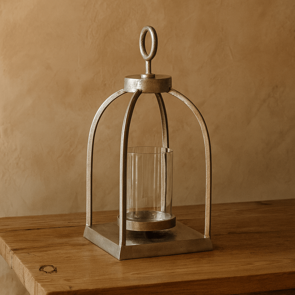 LANTERN SILVER 19.75x19.75x44 CM Lanterns| Alrugaib Furniture X Nice
