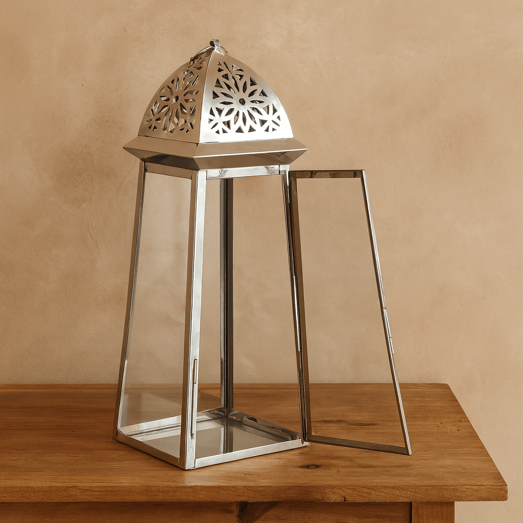 LANTERN SILVER  BIG 65 X25X25 CM Lanterns| Alrugaib Furniture X Nice