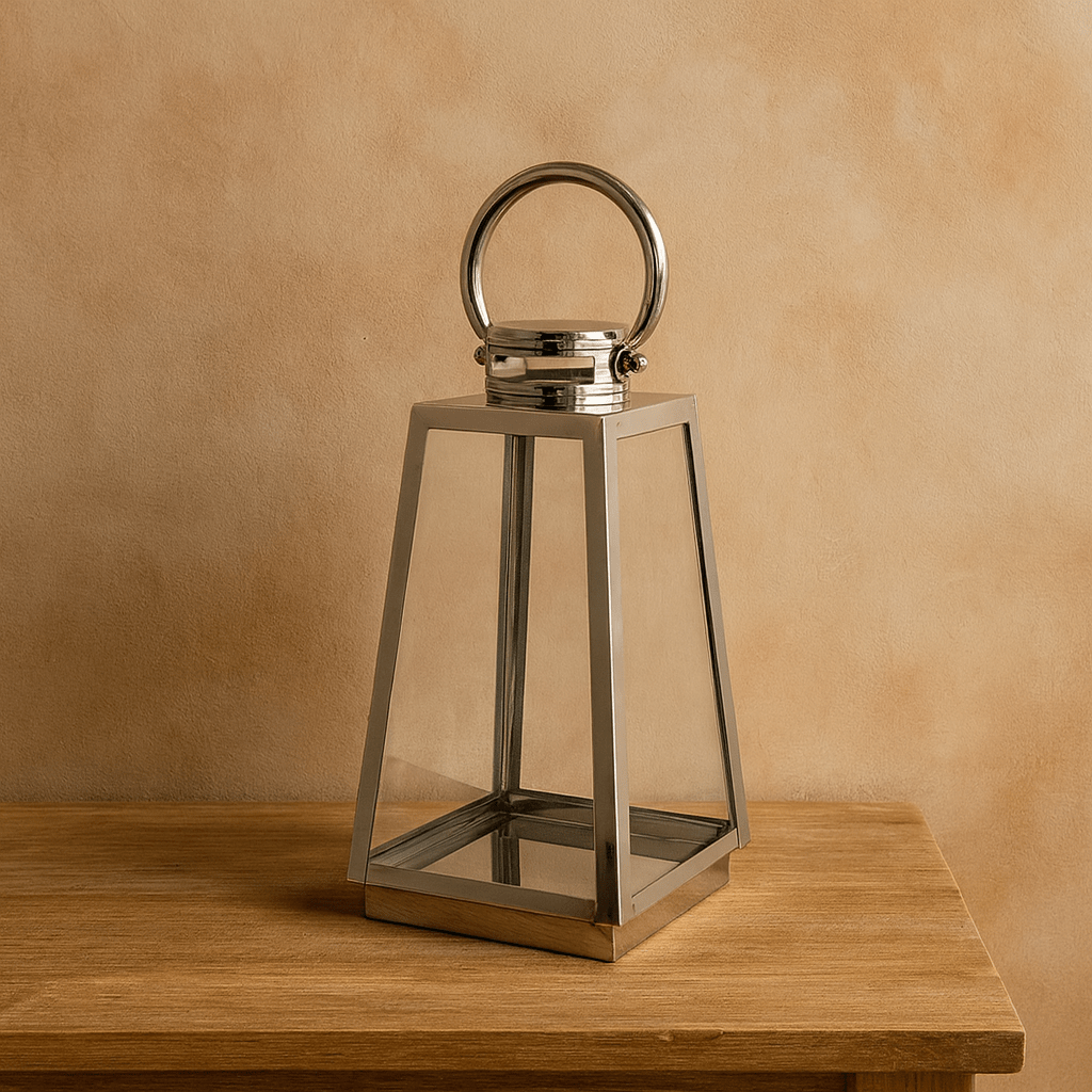 LANTERN ST.STEEL SILVER  16x16X31.5 CM Lanterns| Alrugaib Furniture X Nice