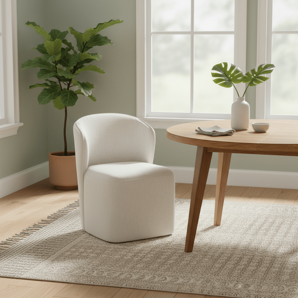 Larson Rolling Dining Chair Performance Fabric Heather Grey Chairs| Moe's Home
