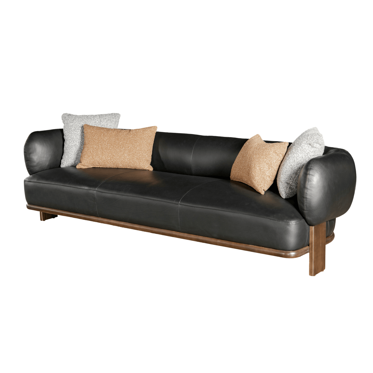 Leaner Black Leather 4 Seater Sofa W258 XL Sofas| Roots Furniture