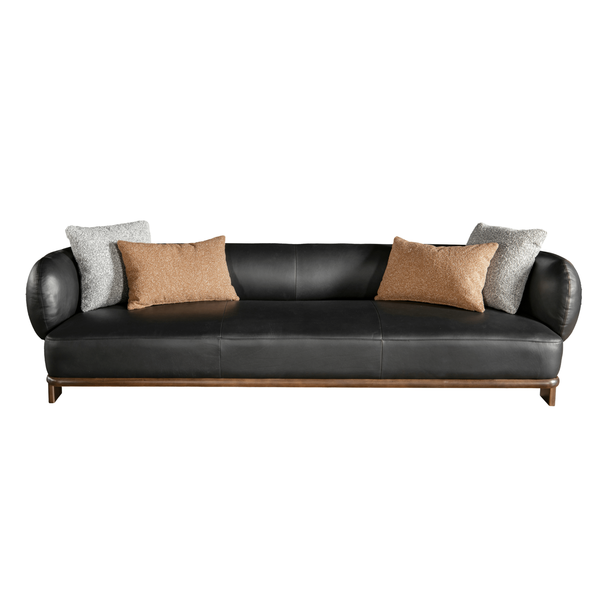 Leaner Black Leather 4 Seater Sofa W258 XL Sofas| Roots Furniture
