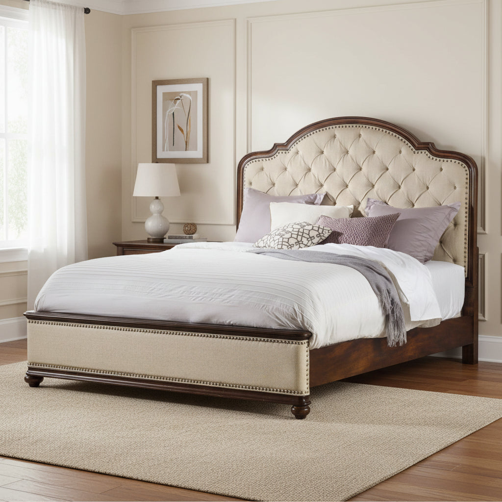 Leesburg King Upholstered Bed with Wood Rails Beds| Hooker