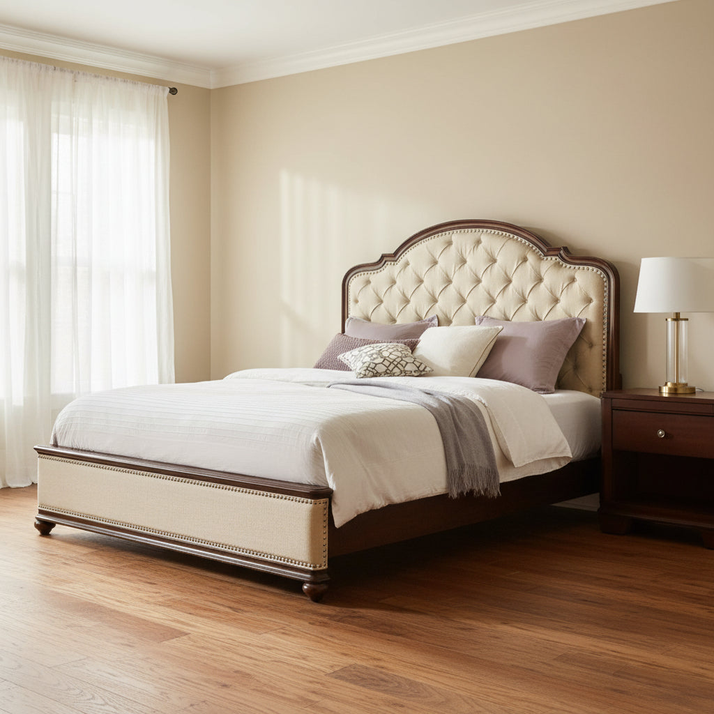 Leesburg Queen Upholstered Bed with Wood Rails Beds| Hooker