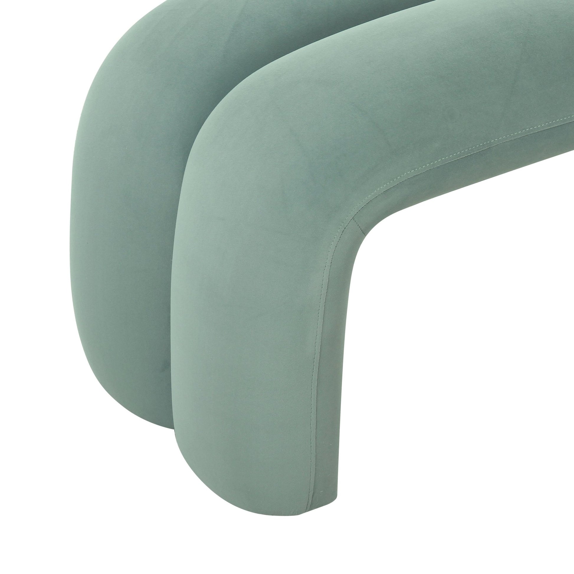 Leigh Green Velvet Channeled Bench Benches| TOV