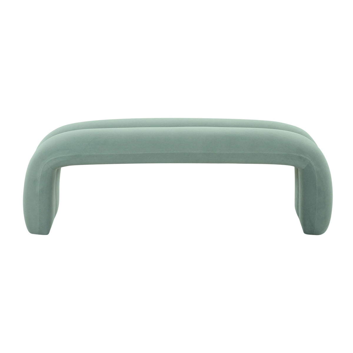 Leigh Green Velvet Channeled Bench Benches| TOV