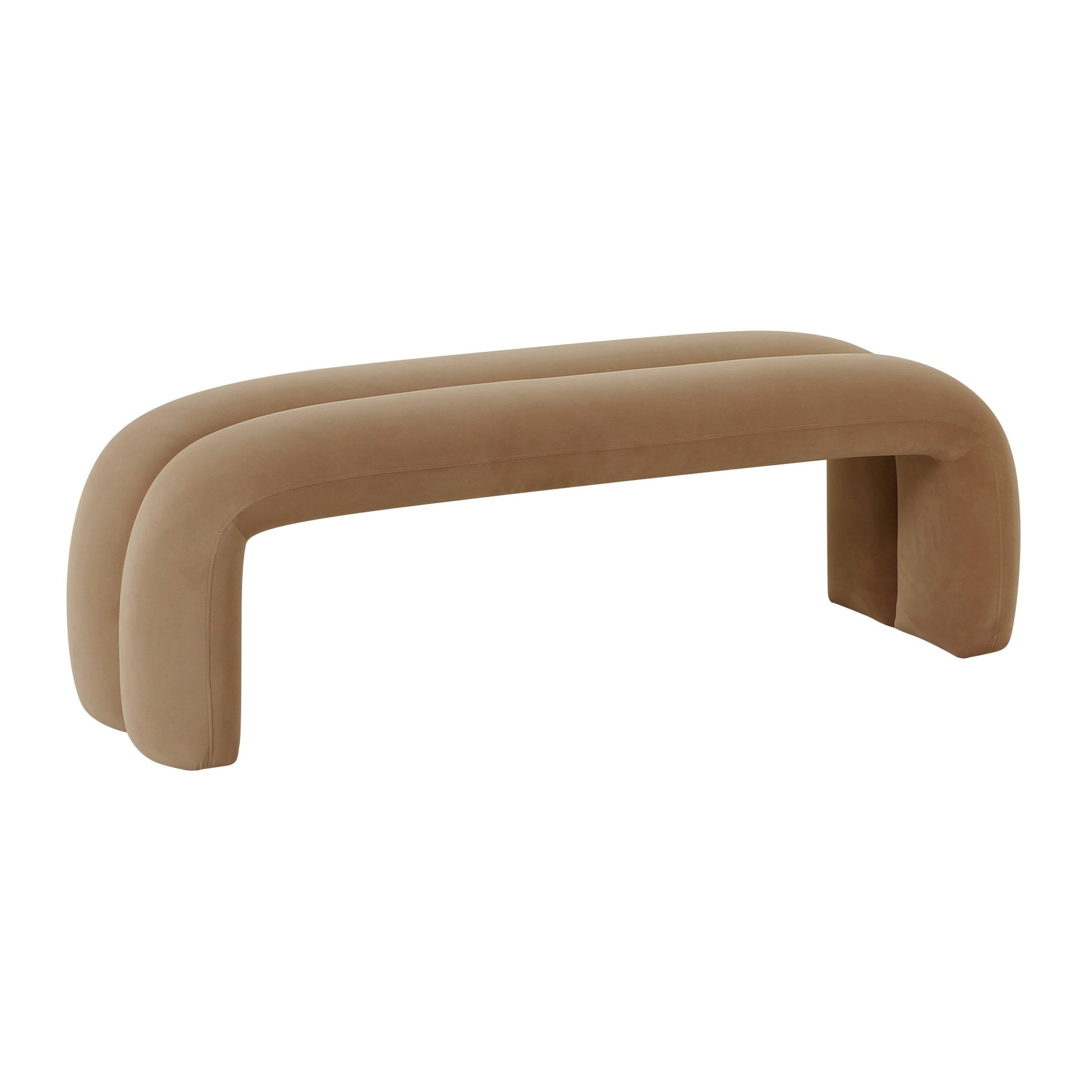 Leigh Taupe Velvet Channeled Bench Benches| TOV