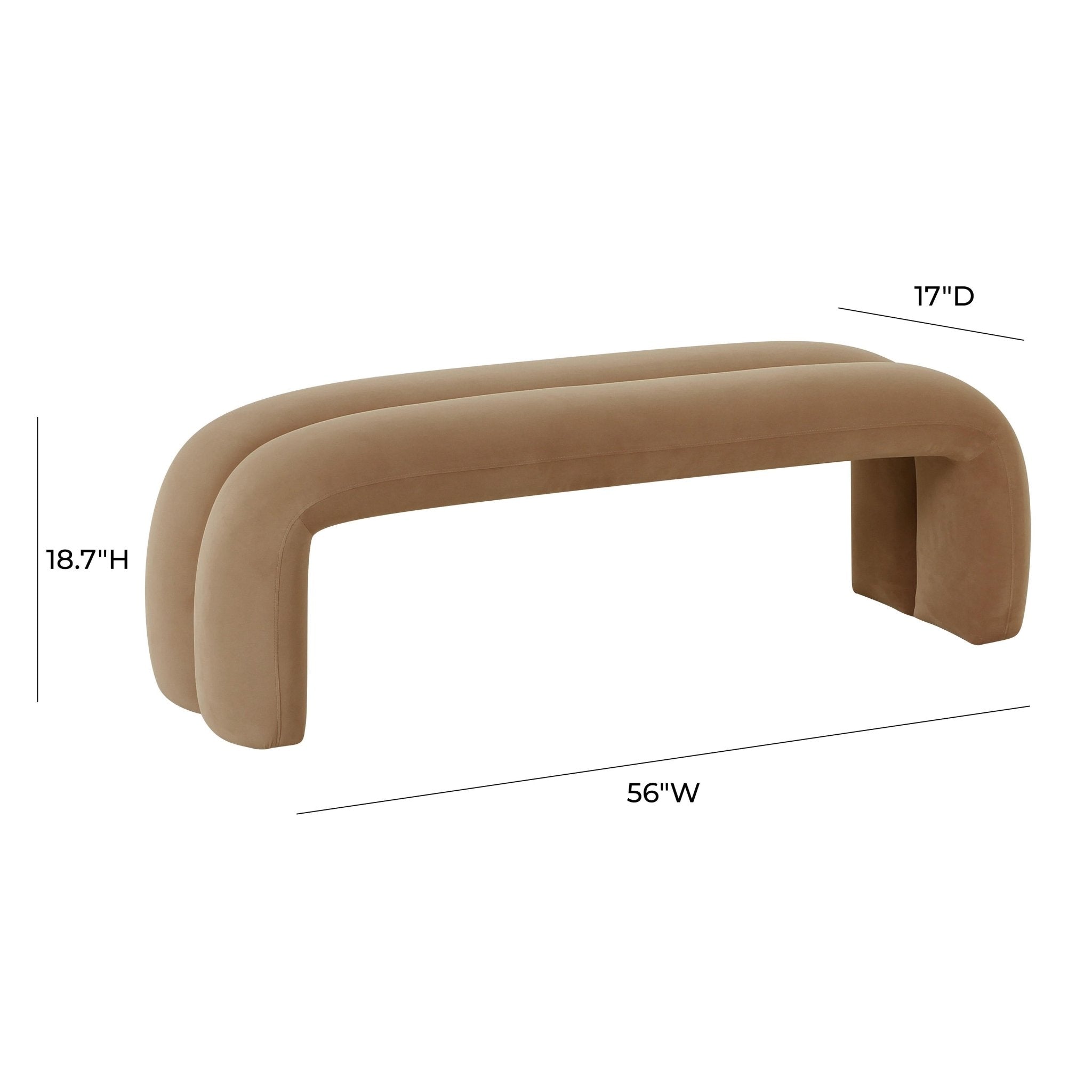 Leigh Taupe Velvet Channeled Bench Benches| TOV