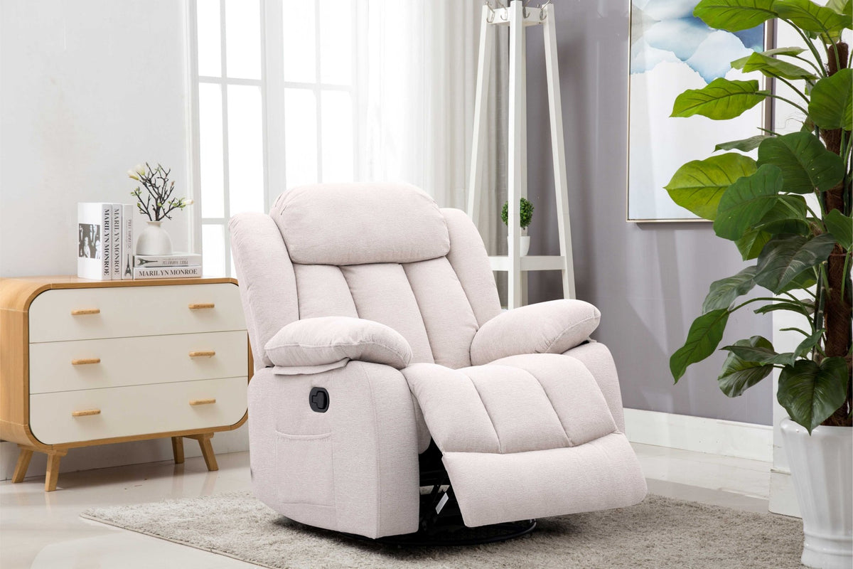 Lena Beige Swivel Recliner with Glider Recliners| Roots Furniture