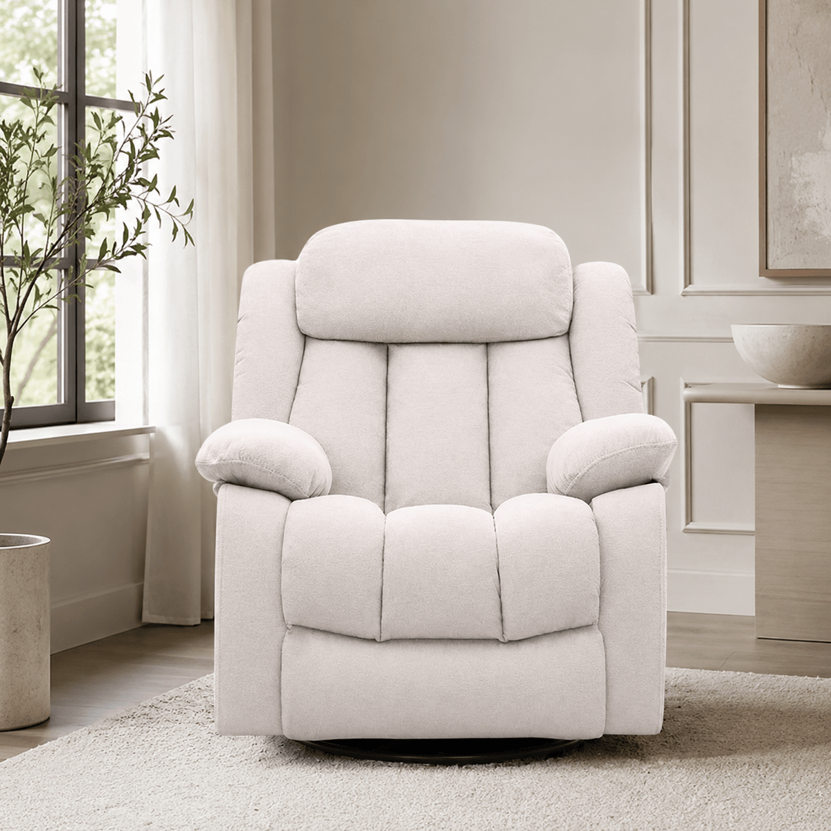 Lena Beige Swivel Recliner with Glider Recliners| Roots Furniture