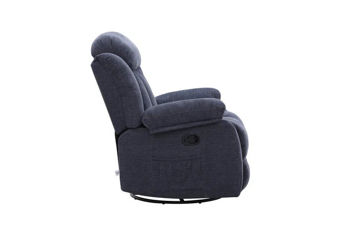 Lena Blue Swivel Recliner with Glider Recliners| Roots Furniture