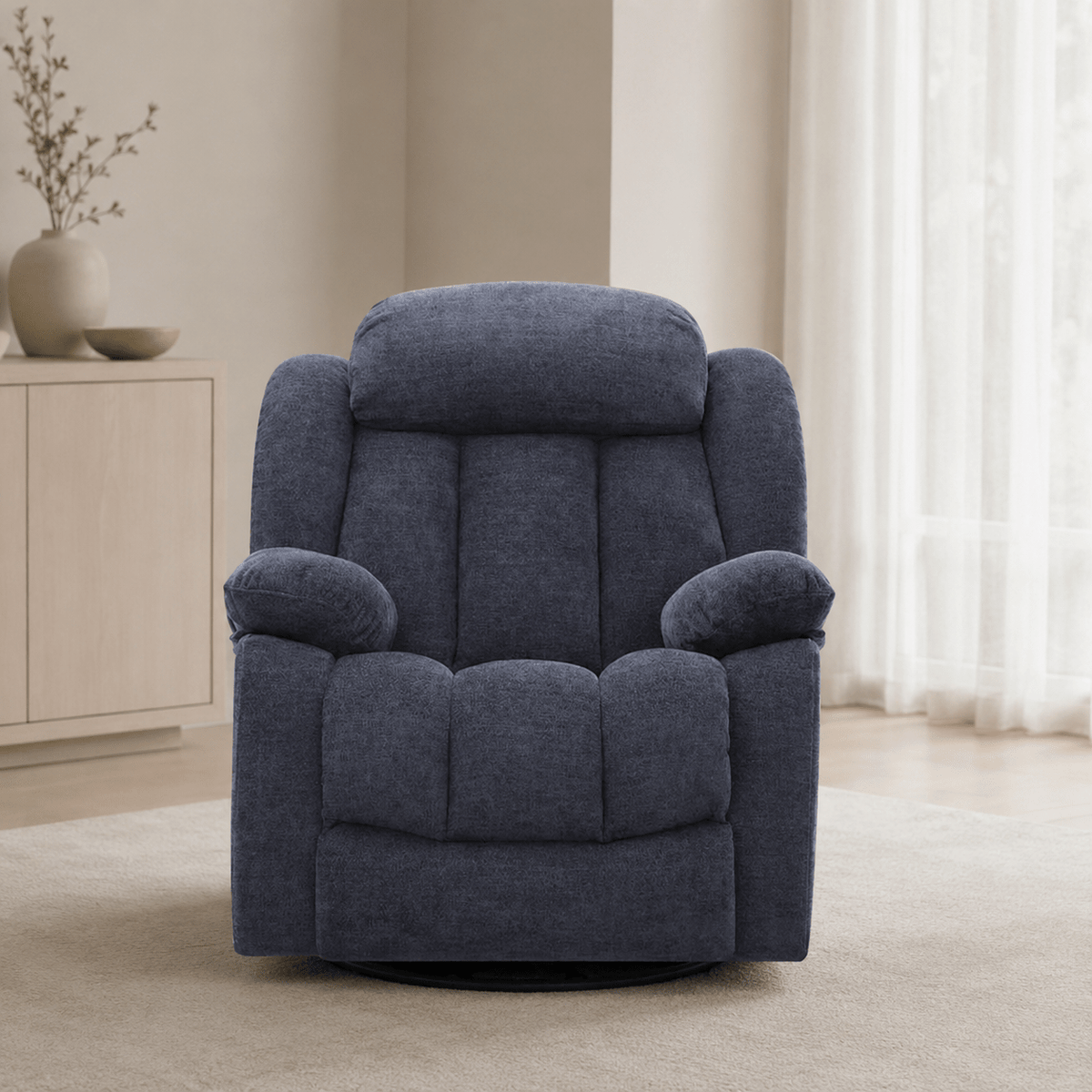 Lena Blue Swivel Recliner with Glider Recliners| Roots Furniture