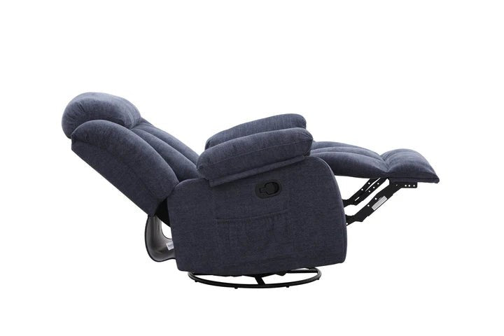 Lena Blue Swivel Recliner with Glider Recliners| Roots Furniture